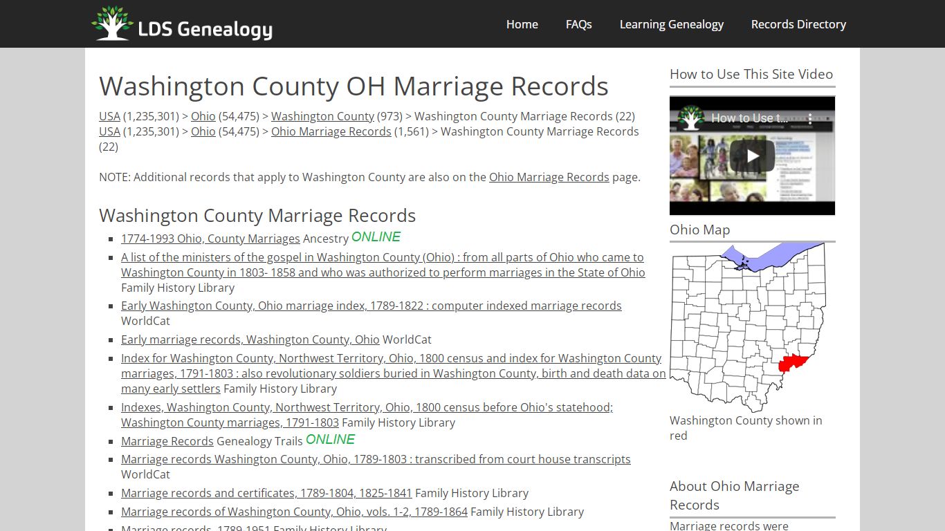 Washington County OH Marriage Records - ldsgenealogy.com