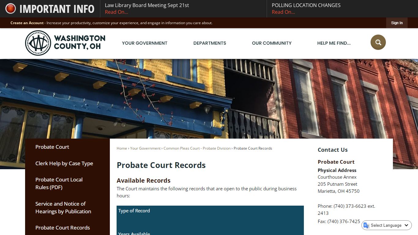 Probate Court Records | Washington County, OH - Official Website